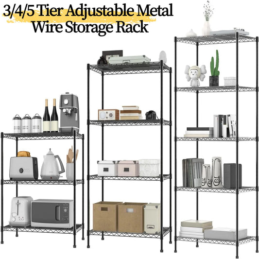 Heavy Duty Adjustable Wire Shelving Unit | 3, 4 or 5 Tier | Kitchen, Garage & Pantry Storage