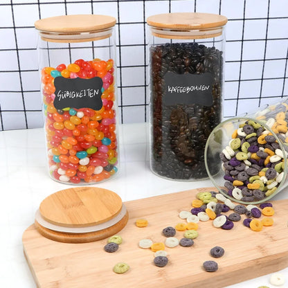 10-Piece Glass Storage Jar Set with Wooden Lids | 250ml & 350ml | Tea, Coffee & Pantry Organiser