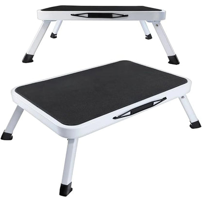 Wide Non-Slip Folding Step Stool | Heavy Duty Steel | 150 kg