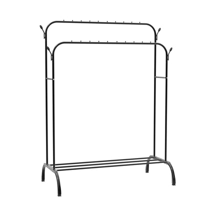 Heavy Duty Clothes Rail, 150 CM Metal Clothes Rack with Hooks, Bottom Rack, Holds up to 42 KG, Portable Hanging Rail for Coats