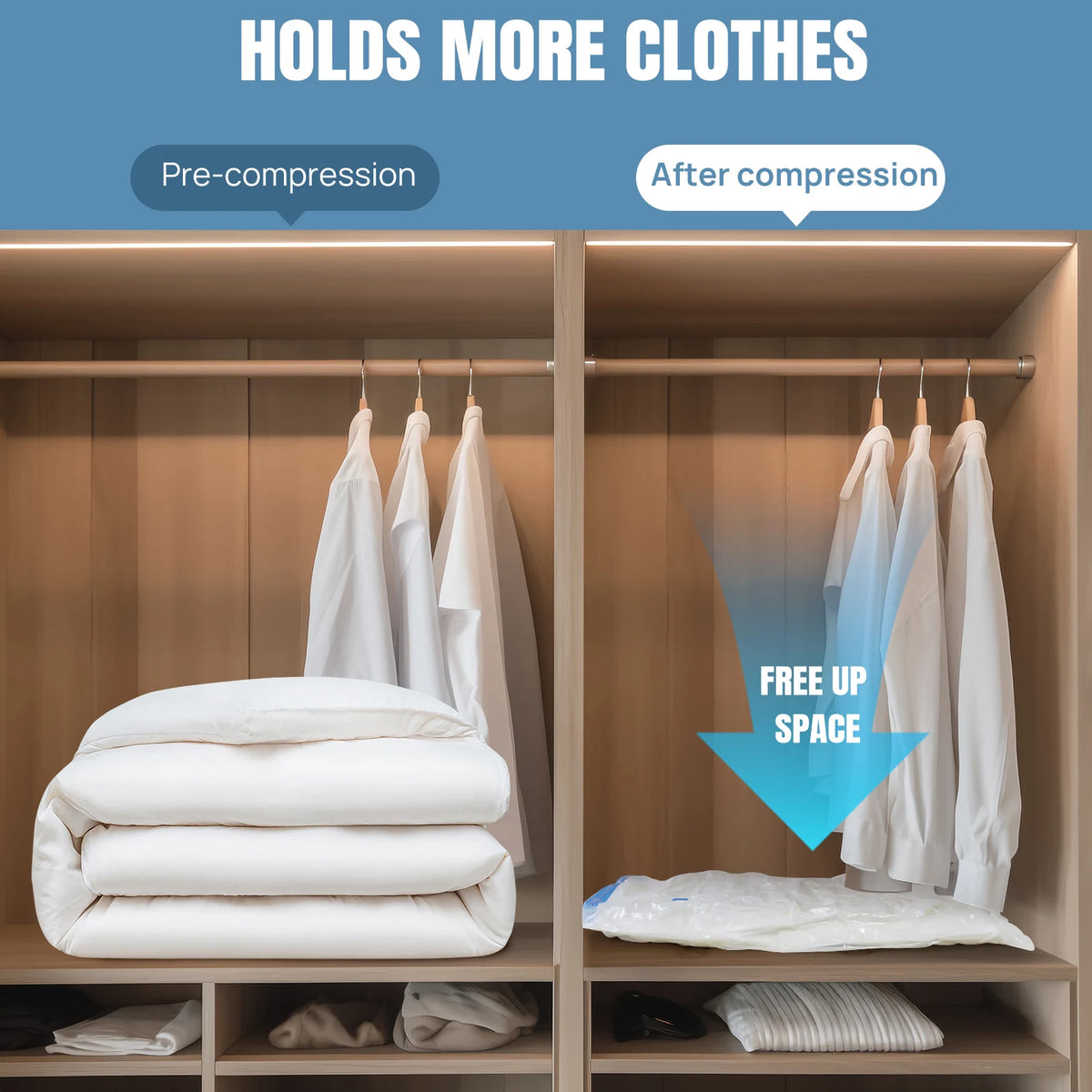 DayPlus 12-Pack Vacuum Storage Bags | Manual & Electric Pump Included