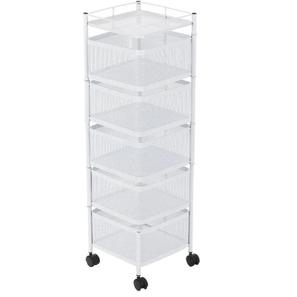 Multi-Layer Rotatable Storage Rack Kitchen Organizer Vegetable Basket Removable Household Rolling Storage Cart Trolley