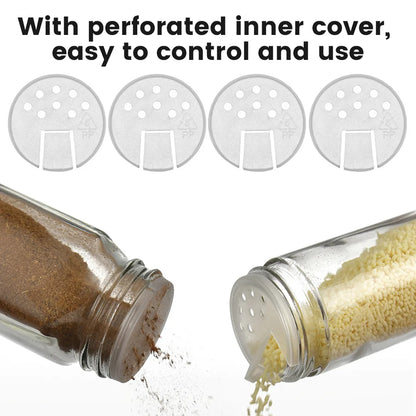 12-Piece Glass Spice Jar Set | 120ml | Transparent Seasoning Bottles