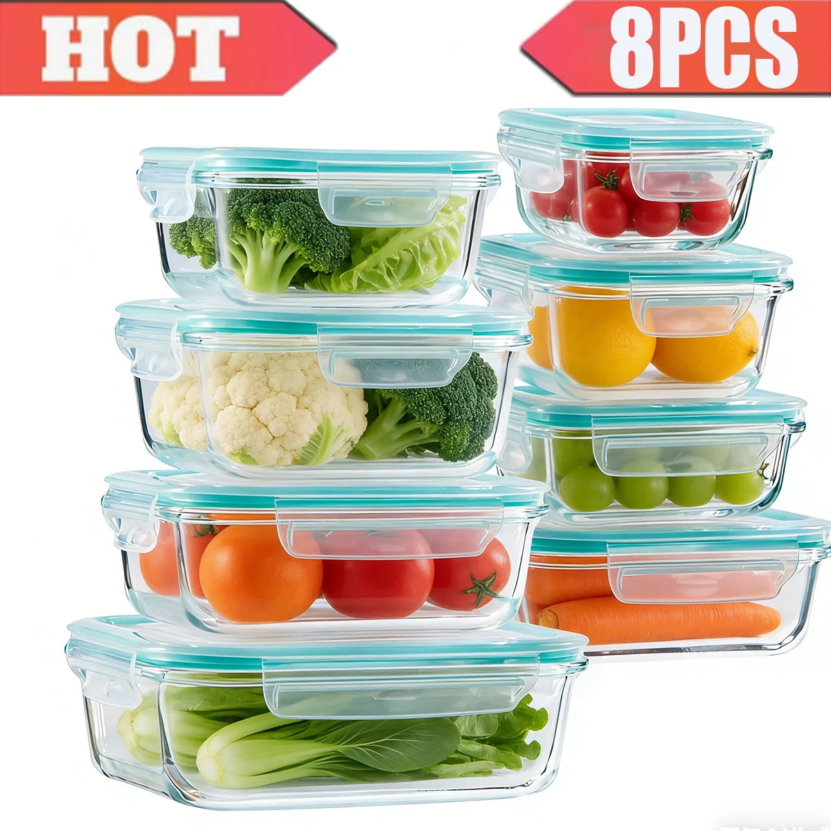 Local Warehouse Glass Lunch Box Food Storage Containers Ideal for Meal Prep Sealing Microwave Refrigerator Dishwasher Food Safe