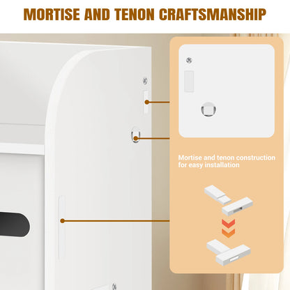3-Tier Tall Narrow Bathroom Storage Cabinet with Doors, Waterproof Anti-Mold Standing Floor Organizer for Side Space Saving