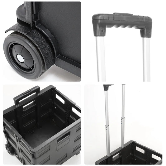 Portable Grocery Cart Folding Outdoor Camping Cart Luggage Trolley Shopping Cart Telescoping Handle Hand Cart