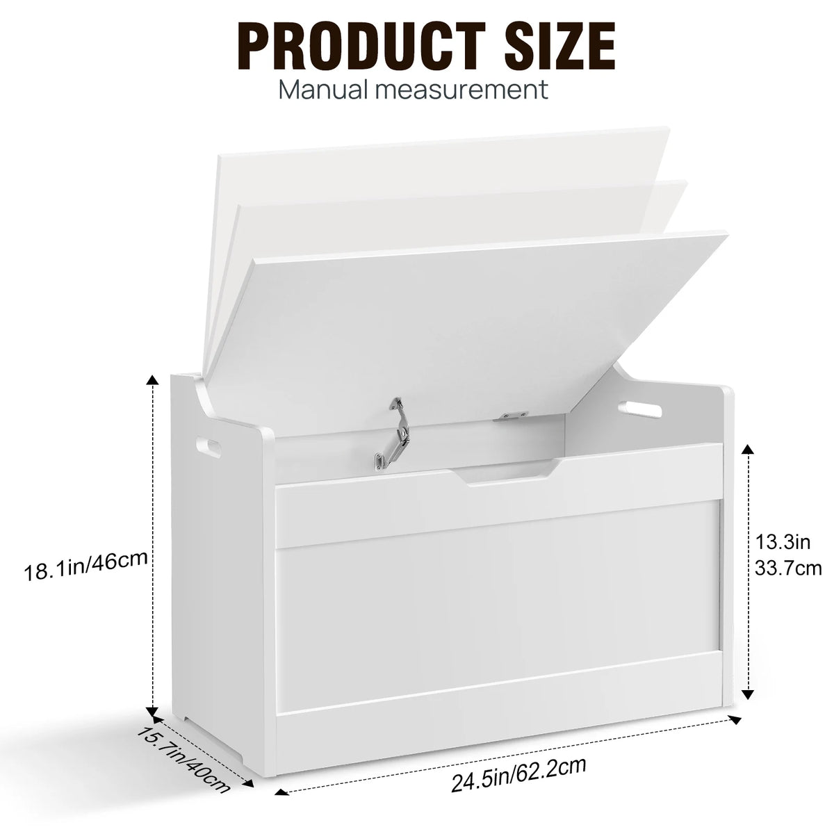 Wooden Storage Box with Lid Bench, 2-in-1 Toy and Blanket Box for Playroom or Bedroom, Large Capacity,Safety Hinges