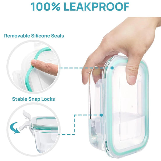 Meal Prep Glass Containers with Airtight Lids – 8 Pack
