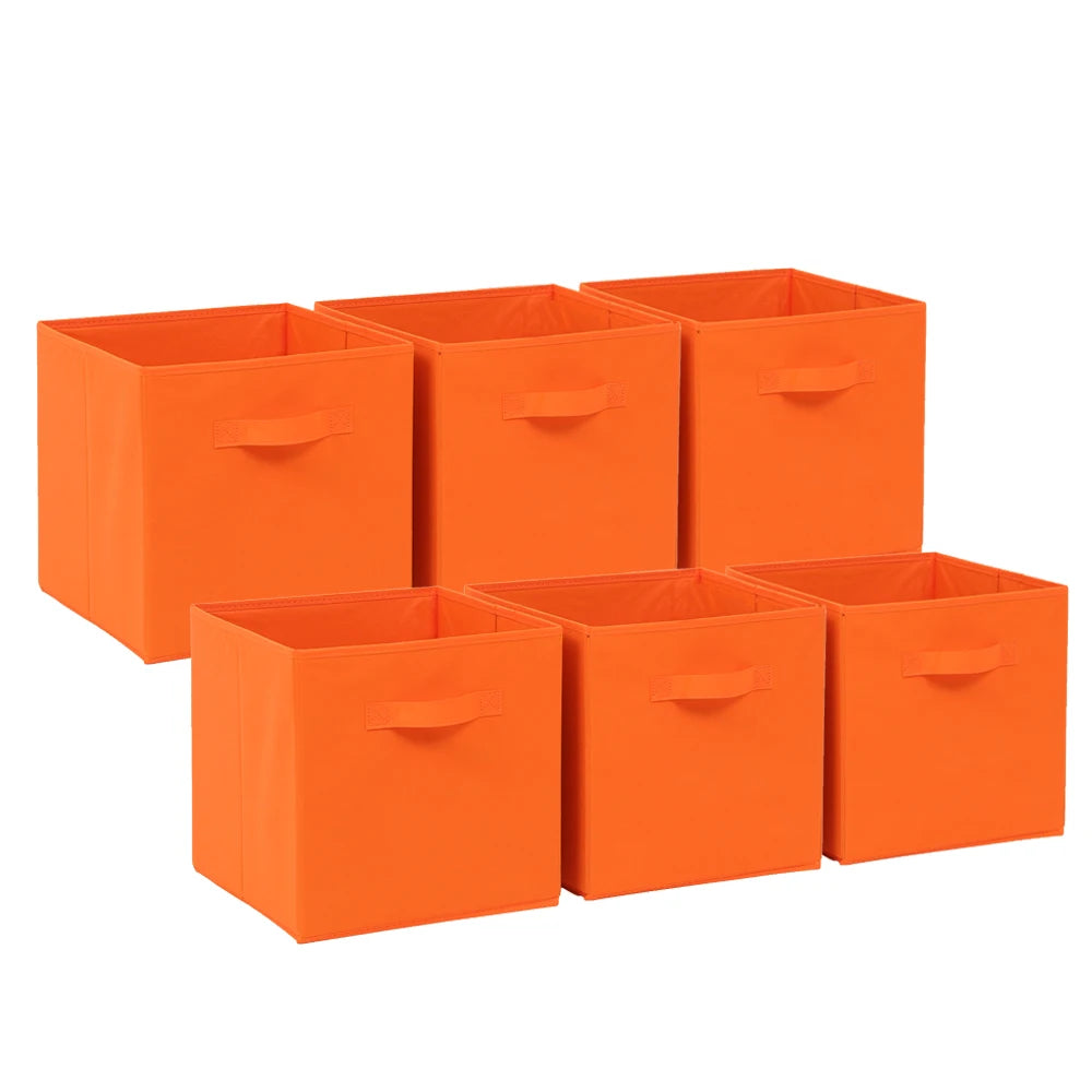 BonChoice Foldable Storage Cubes 30x30x30cm with Handle Pack of 6, Fabric Open Storage Bins Wardrobe  Organization