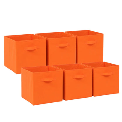 BonChoice Foldable Storage Cubes 30x30x30cm with Handle Pack of 6, Fabric Open Storage Bins Wardrobe  Organization