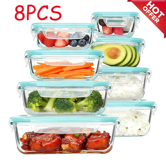 Meal Prep Glass Containers with Airtight Lids – 8 Pack