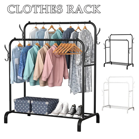 Double Rail Freestanding Clothes Rack | L110×W54×H150cm | Metal