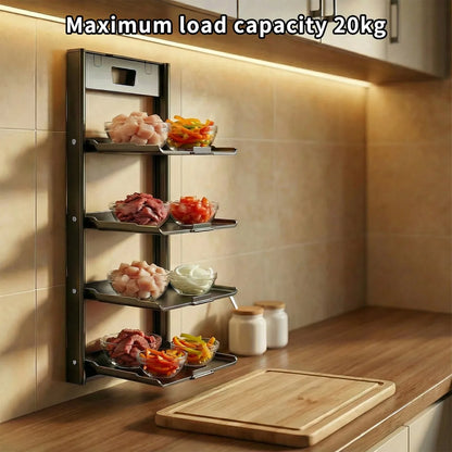 4-Tier Foldable Wall-Mounted Spice Rack | Suction Cup Kitchen Organiser