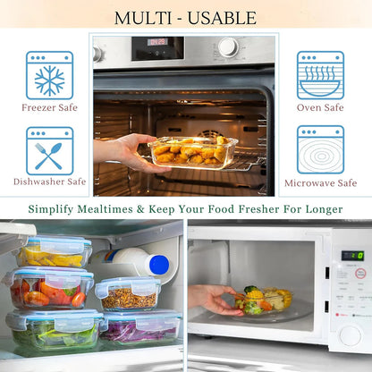 Local Warehouse Glass Lunch Box Food Storage Containers Ideal for Meal Prep Sealing Microwave Refrigerator Dishwasher Food Safe