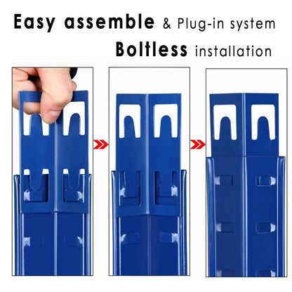 BRIEFNESS Blue 5-Tier Heavy Duty Boltless Metal Shelving Unit - 875kg Capacity Workshop/Office Storage Rack - Easy Assembly