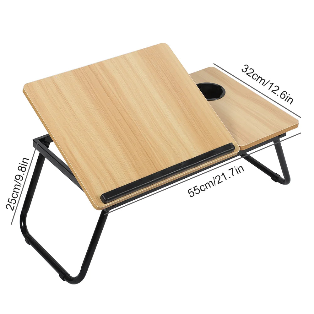 Foldable Height-Adjustable Laptop Bed Table with Cup Holder | 30kg Capacity