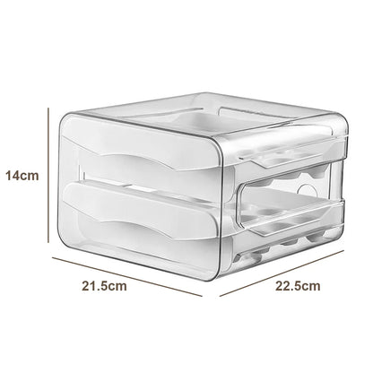 Double-Layer Pull-Out Egg Storage Box | 32 Compartments | Fridge Organiser