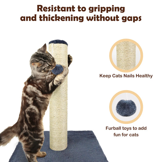Cat Scratching Post & Climbing Tower | 40cm or 80cm | Stable Sisal Scratcher | Grey
