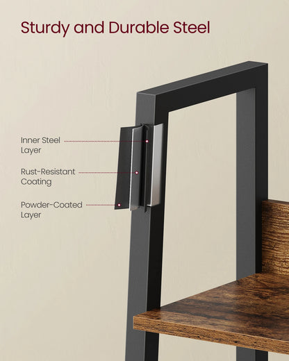 VASAGLE 4-Tier Narrow Ladder Bookcase | 88lb Capacity | Brown & Black