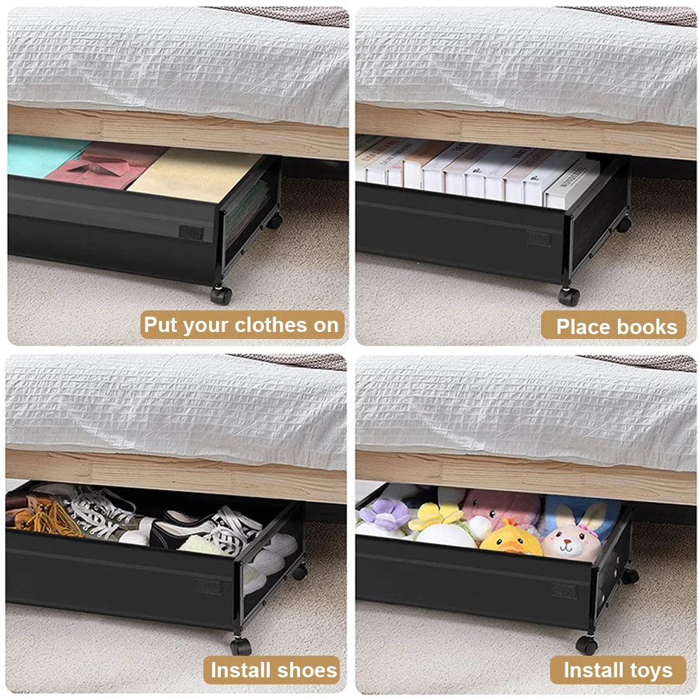 Under-Bed Storage Organiser 35L | Wheels, Lid & Clear Window | 62×42×18cm