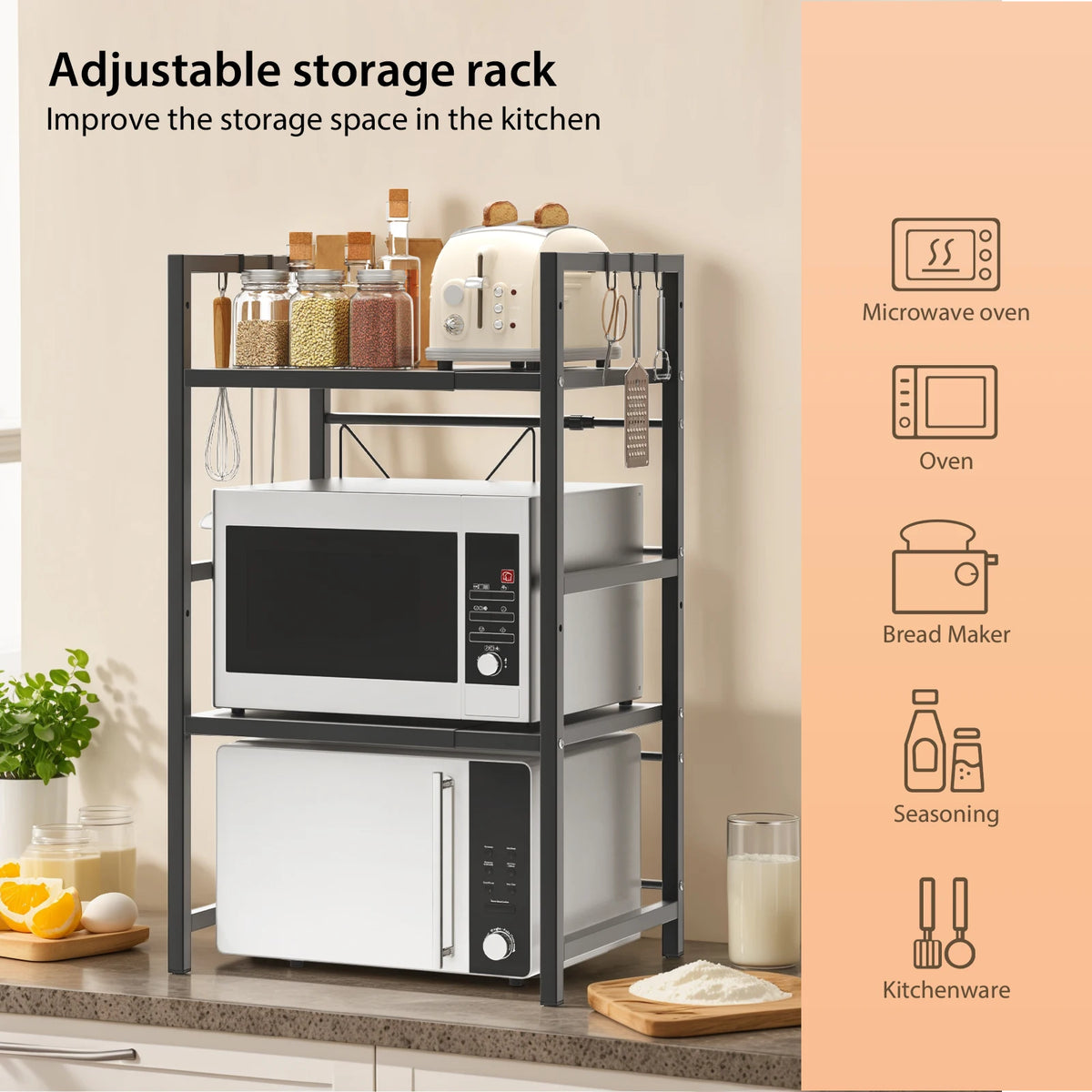 Expandable Microwave Shelf – 1 or 2 Tier