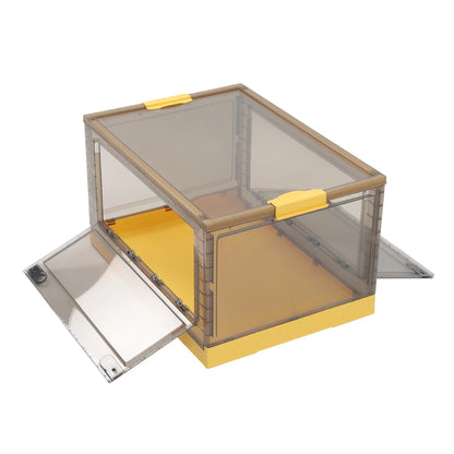 Voltsify Set of 3 Transparent Folding Storage Box with Wheels Home Organizer