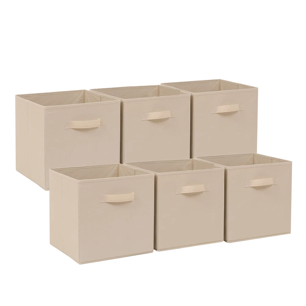 BonChoice Foldable Storage Cubes 30x30x30cm with Handle Pack of 6, Fabric Open Storage Bins Wardrobe  Organization