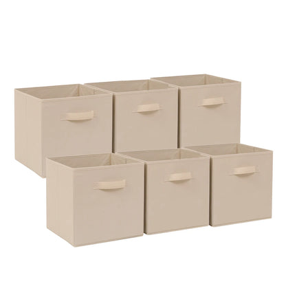 BonChoice Foldable Storage Cubes 30x30x30cm with Handle Pack of 6, Fabric Open Storage Bins Wardrobe  Organization