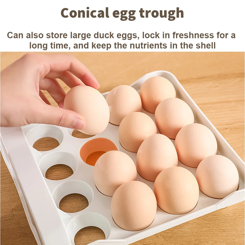Double-Layer Pull-Out Fridge Egg Storage Box | Food Grade Kitchen Organiser