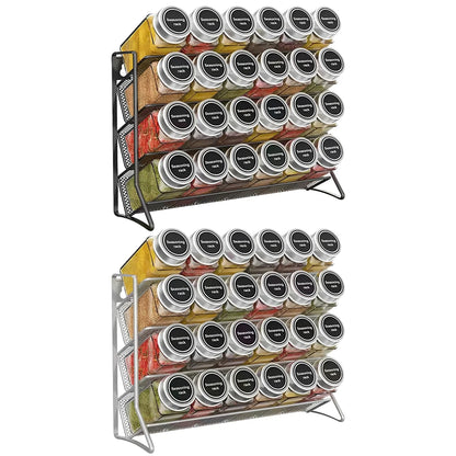 4 Tier Cupboard Storage Shelf Metal Spice Seasoning Jar Organizer Rack Wall Mount Non-Slip Kitchen Pantry Small Can Stand Holder