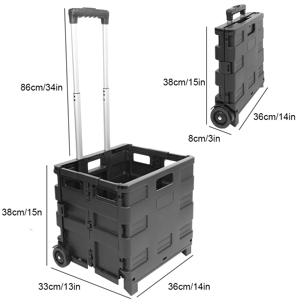 Portable Folding Grocery Cart – 45L, 25kg Capacity