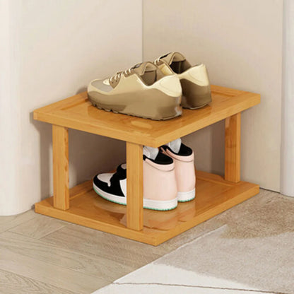 6-Tier Bamboo Shoe Rack | Stackable Corner Storage Organiser | Natural
