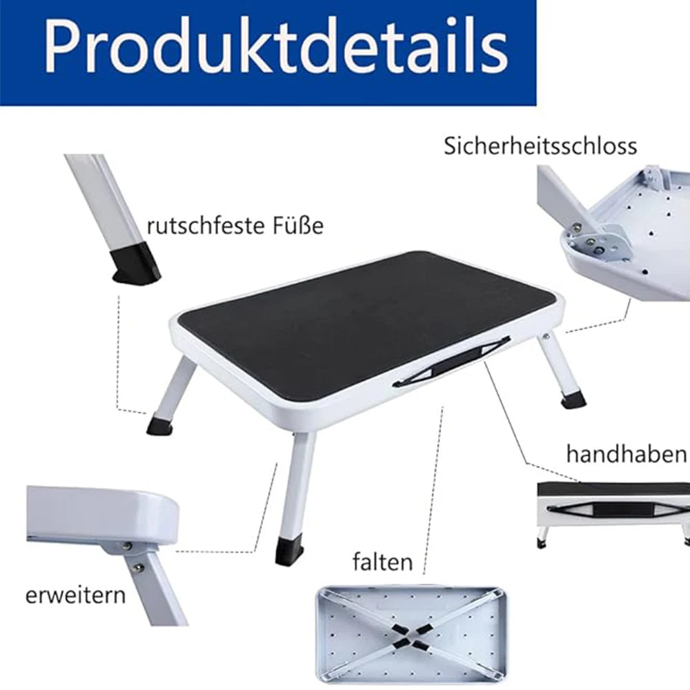 Step Stool Extra Wide Step Safety Non Slip Mat Heavy Duty Steel Folding Portable Kitchen Stool Home Garden Tool DIY