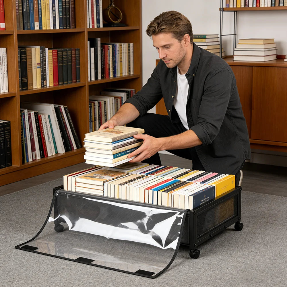 Under-Bed Storage Organiser 35L | Wheels, Lid & Clear Window | 62×42×18cm