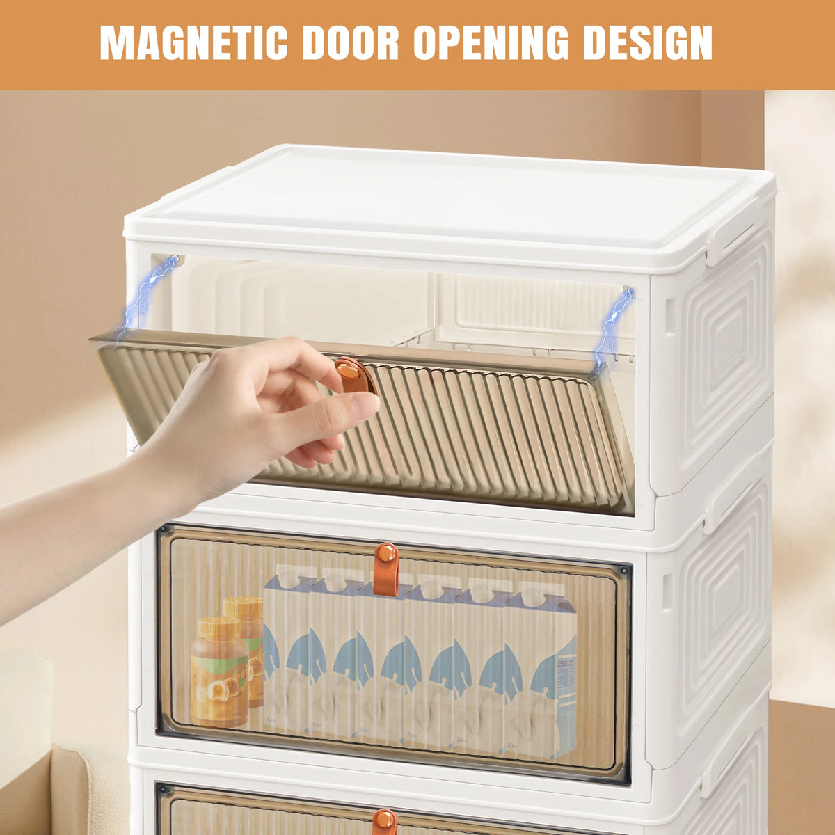 3/4/5 Tier Stackable Plastic Storage Boxes with Lid and Wheels, Sturdy PP Material, 39x28x59/78.5/98cm, Easy to Assemble