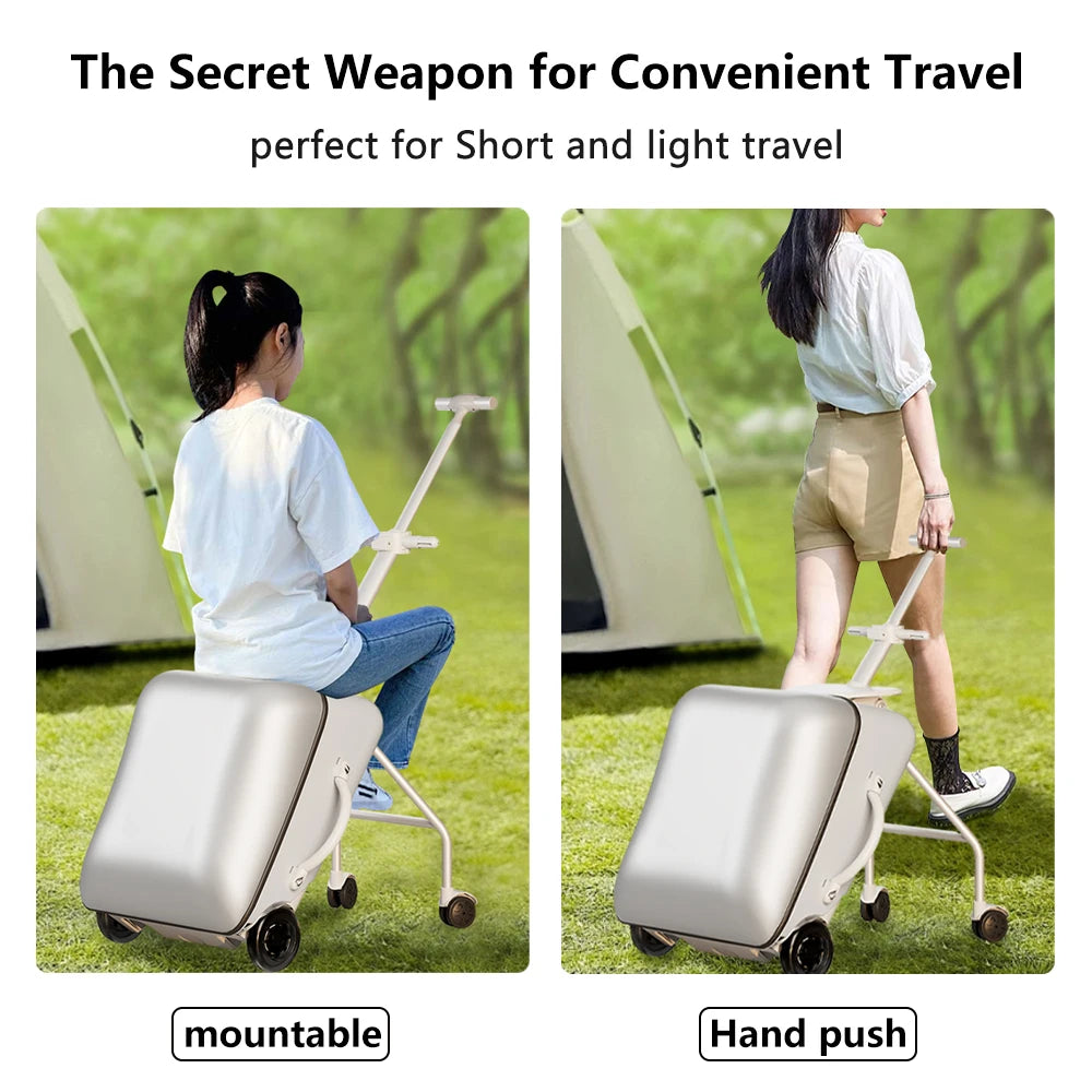 Children Portable can sit and ride on luggage, carry-on luggage, luggage lazy trolley case 360° rotating double wheels