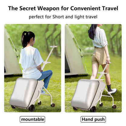 Children Portable can sit and ride on luggage, carry-on luggage, luggage lazy trolley case 360° rotating double wheels