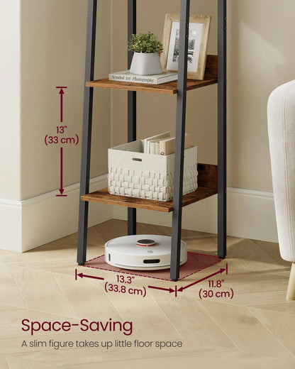 VASAGLE 4-Tier Narrow Ladder Bookcase | 88lb Capacity | Brown & Black