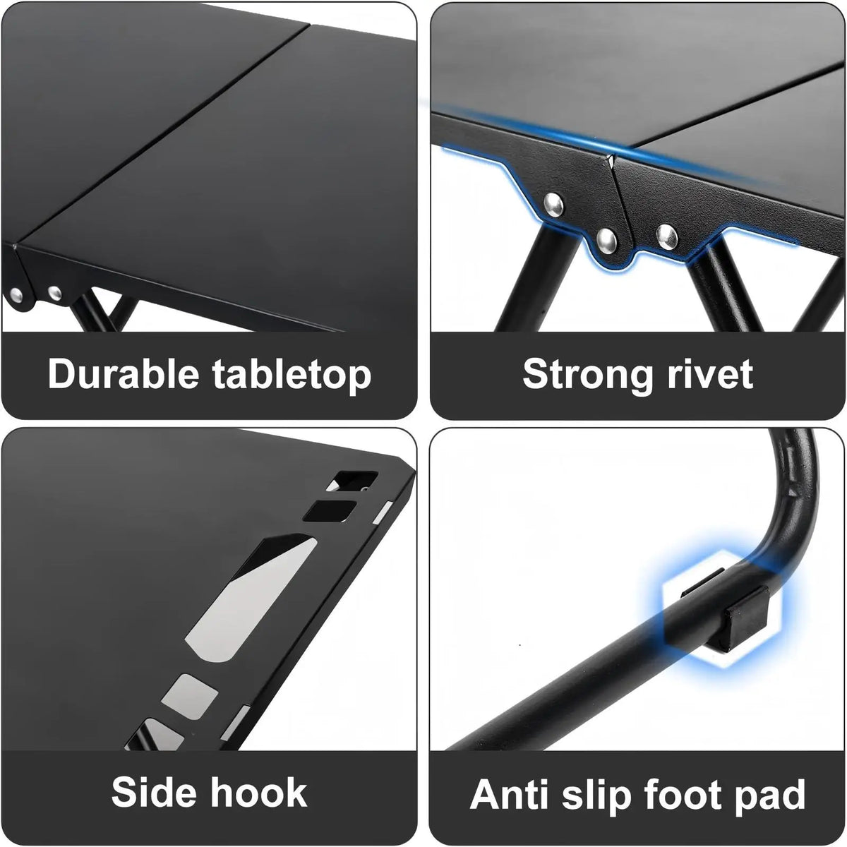 Outdoor Camping Tactical Table,Camping Side Table Folding Grill Side Table, suitable for camping and picnics,easy to carry,Black
