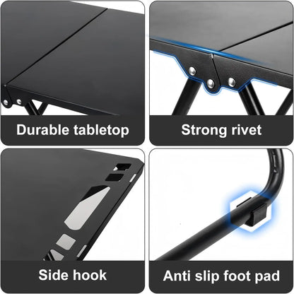Outdoor Camping Tactical Table,Camping Side Table Folding Grill Side Table, suitable for camping and picnics,easy to carry,Black