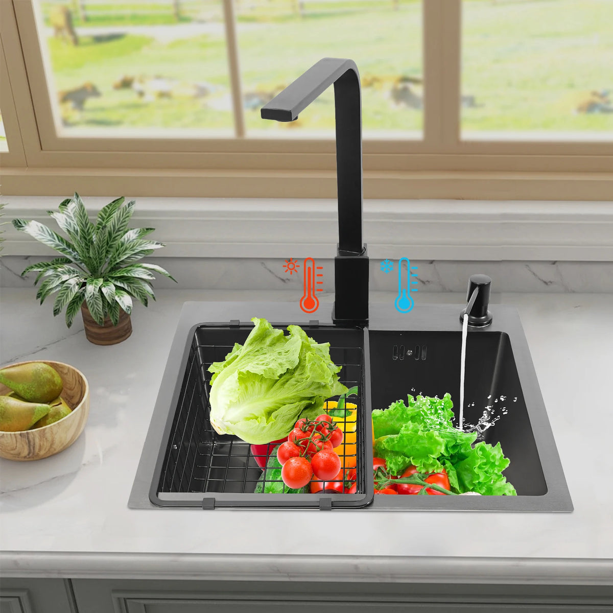 Stainless Steel Kitchen Sink with Faucet & Soap Dispenser | Nano-Coated