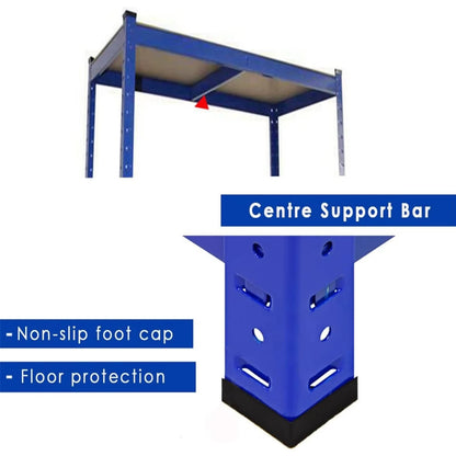 BRIEFNESS Blue 5-Tier Heavy Duty Boltless Metal Shelving Unit - 875kg Capacity Workshop/Office Storage Rack - Easy Assembly