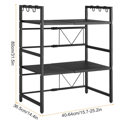 Retractable 2-Tier Microwave & Seasoning Shelf | Expandable 40–64cm