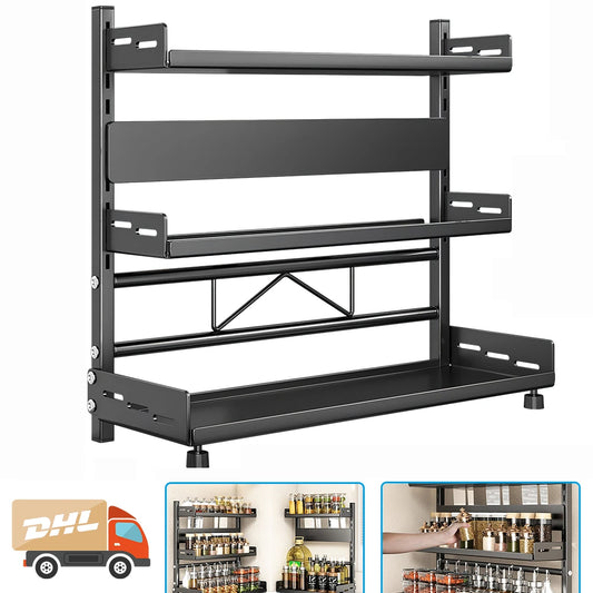 Kitchen Shelves Kitchen Storage Rack 3 Tier Spice Storage Jar Organization Cupboard Seasoning Storage Rack Kitchen Accessories