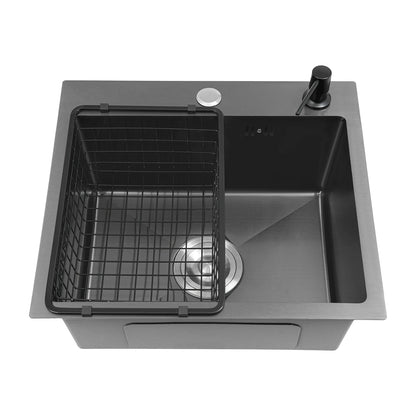 Black Stainless Steel Kitchen Sink with Faucet & Soap Dispenser | Nano-Coated