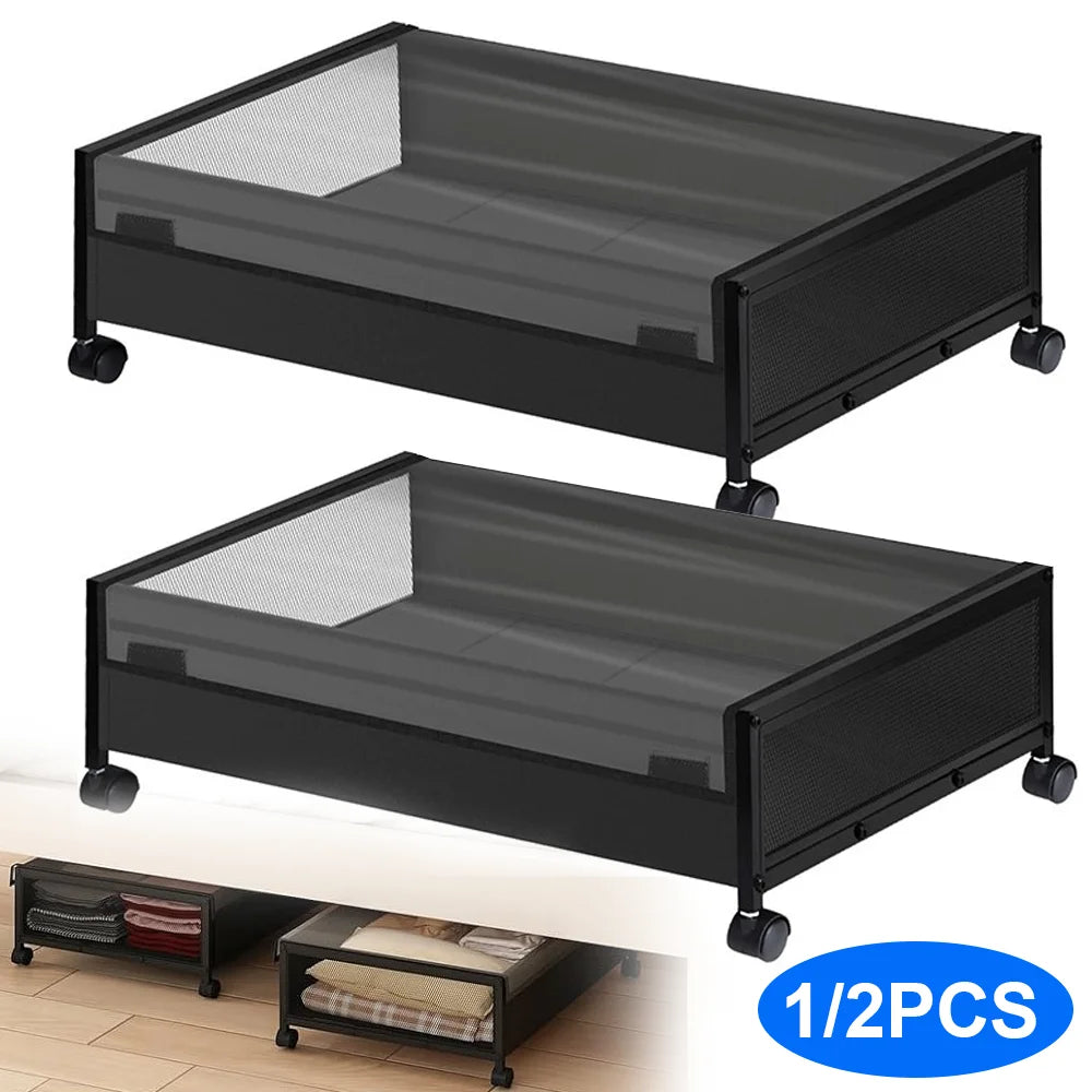 Under Bed Storage Organizer Underbed Bins With Wheels And Lid for Clothes Bedding Blankets Books Toys Home Organization
