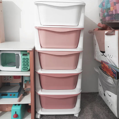 5 layer Storage Cabinet Stackable Drawer Storage Unit Swivel Casters Plastic Storage Cabinet Easy To Assemble Drawer Style