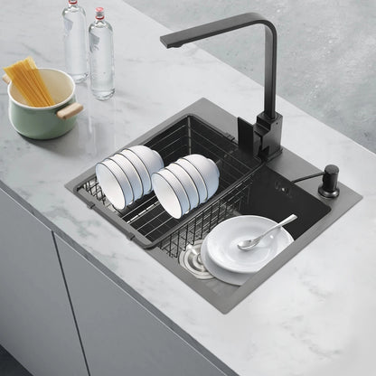 Black Stainless Steel Kitchen Sink with Faucet & Soap Dispenser | Nano-Coated