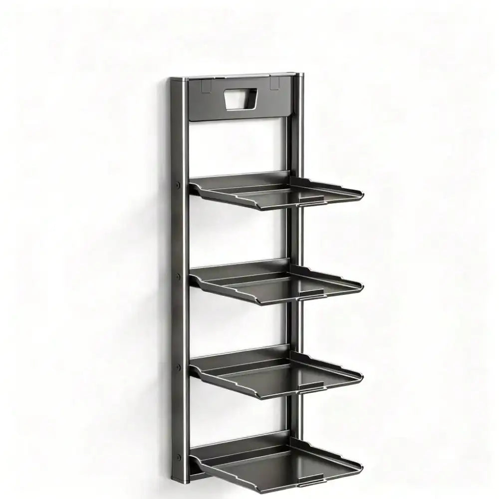 4-Tier Foldable Wall-Mounted Spice Rack | Suction Cup Kitchen Organiser