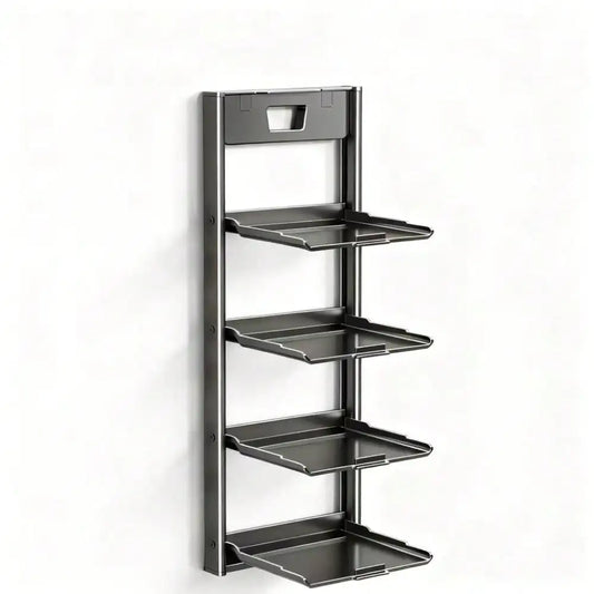 4-Tier Foldable Wall-Mounted Spice Rack | Suction Cup Kitchen Organiser